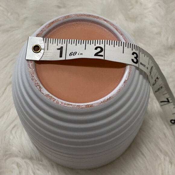 (set of 3) 5 inch matte White Ceramic textured horizontal stripe pattern planter - Picture 6 of 9